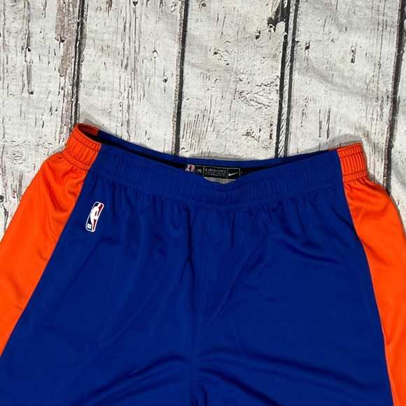 New York Knicks Blue and Orange Uniform NBA Basketball Warmup Shorts - Picture 3 of 5